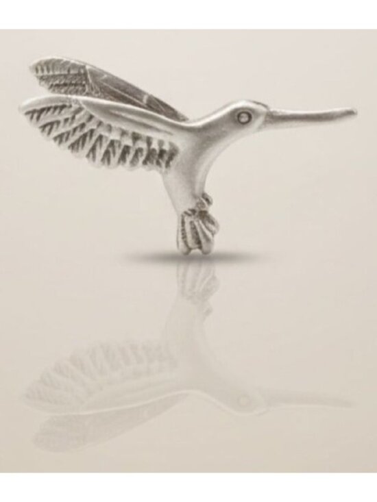 Vintage Jewelry - Vintage Hummingbird Metal Lapel Pinback Circa 1960-1970 Detailed Textures